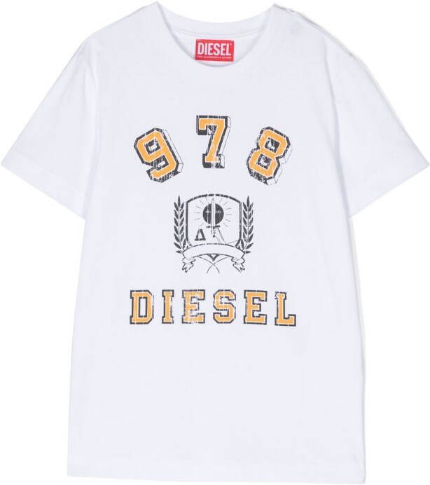 Diesel Kids T-shirt met logoprint Wit