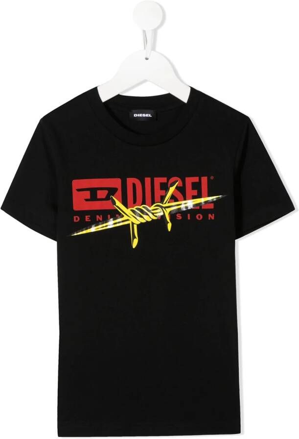 Diesel Kids T-shirt met logoprint Zwart