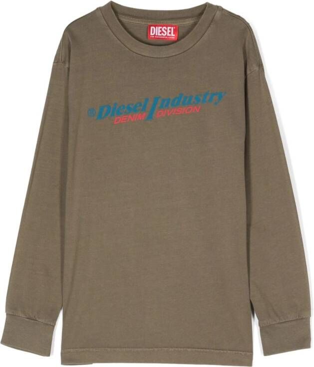 Diesel Kids T-shirt met lange mouwen Groen