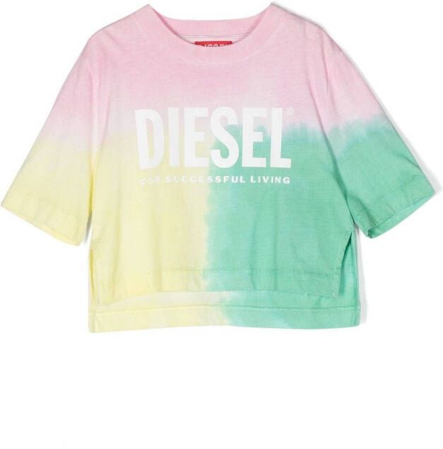 Diesel Kids T-shirt met tie-dye print Roze