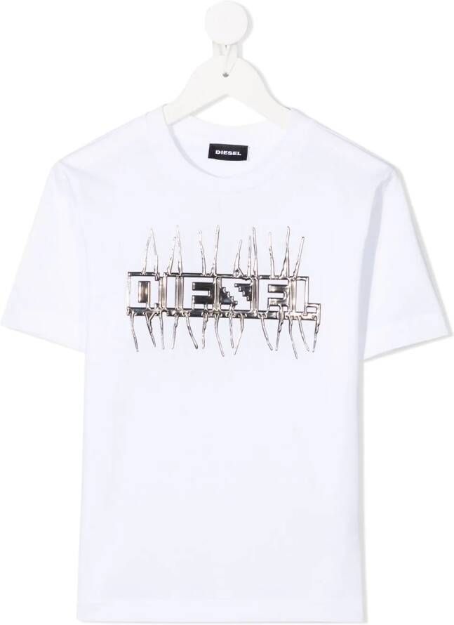 Diesel Kids T-shirt verfraaid met logo Wit