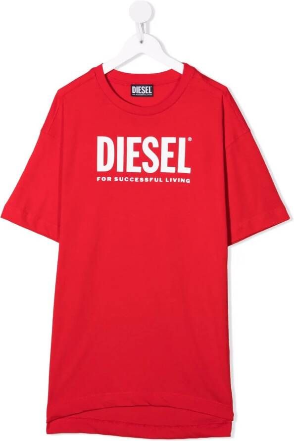 Diesel Kids T-shirtjurk met logoprint Rood