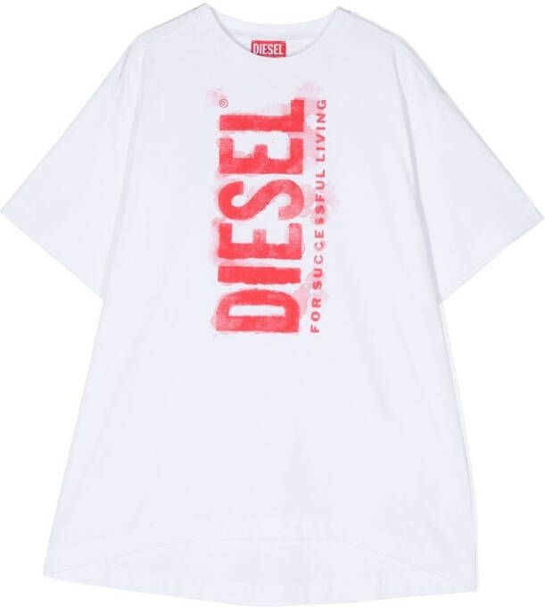 Diesel Kids T-shirtjurk met logoprint Wit