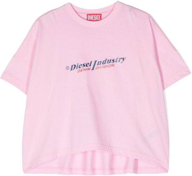 Diesel Kids T-shirt met logoprint Roze
