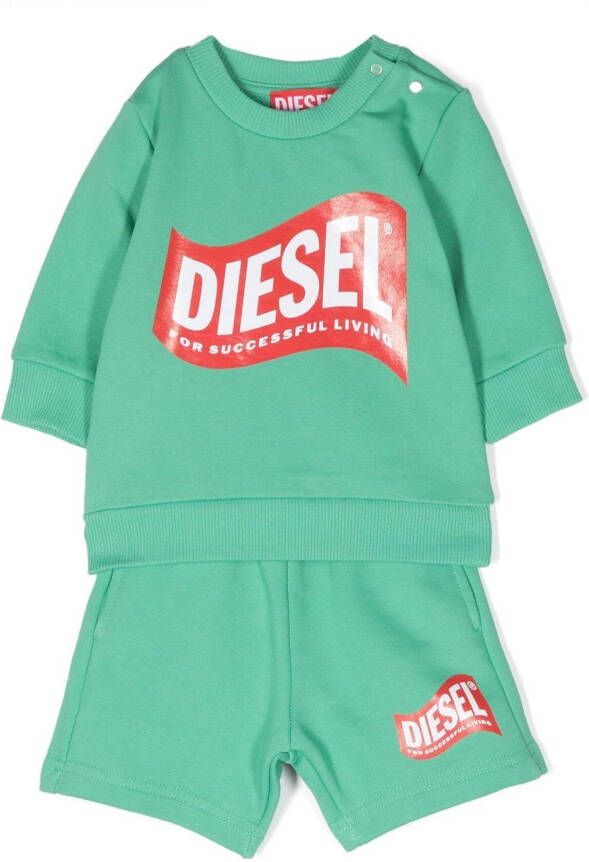 Diesel Kids Trainingspak met logoprint Groen