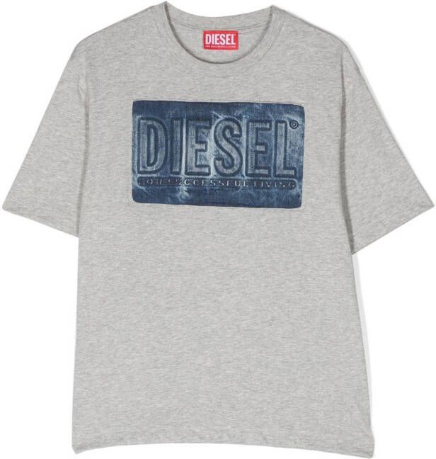 Diesel Kids T-shirt met logoprint Grijs