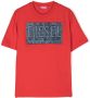 Diesel Kids T-shirt met patch Rood - Thumbnail 1