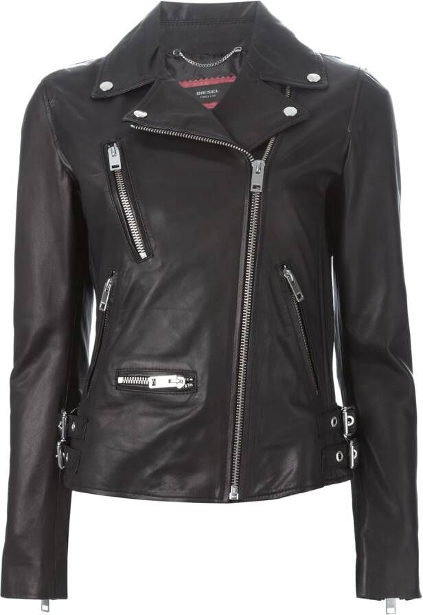 Diesel 'L-Monet' biker jacket Zwart