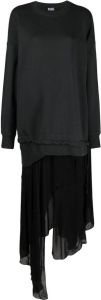 Diesel layered cotton sweatshirt dress Zwart