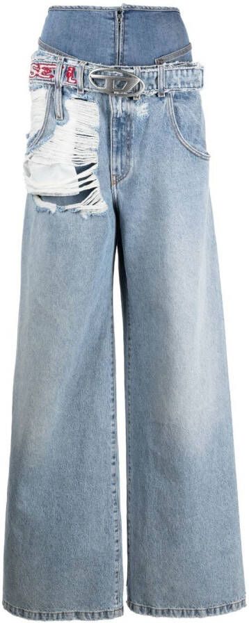 Diesel Jeans met gerafeld effect Blauw