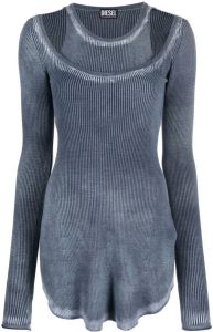 Diesel layered washed cold-shoulder top Blauw