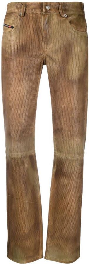 Diesel Leren broek Beige