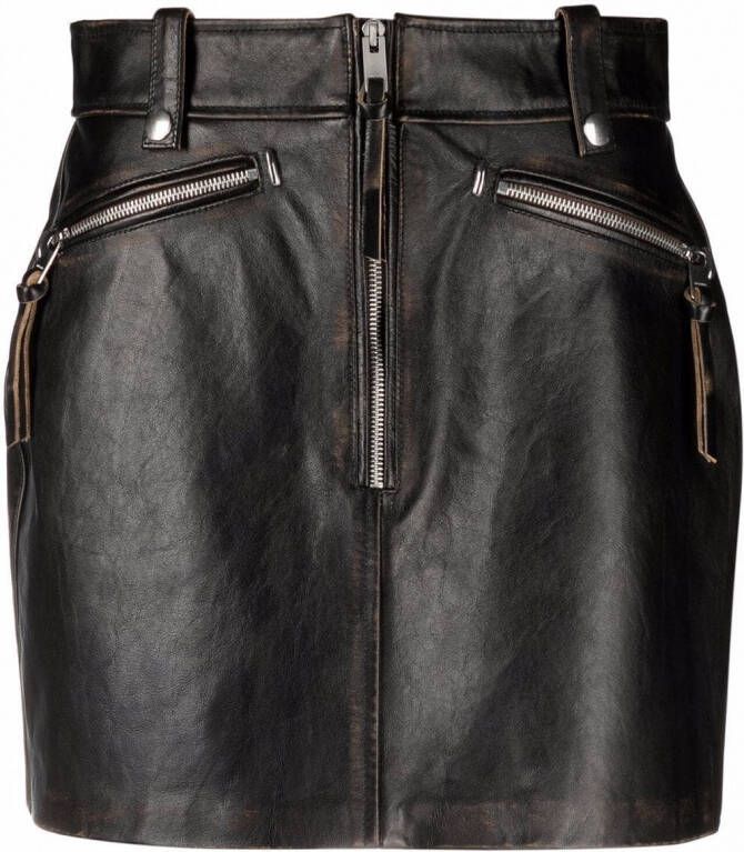 Diesel Leren mini-rok Zwart