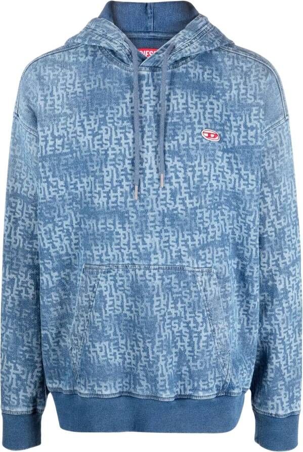 Diesel Hoodie met logo Blauw
