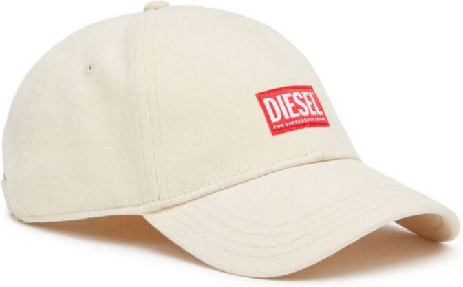 Diesel Corry-Jacq-Wash honkbalpet met logo-applicatie Beige