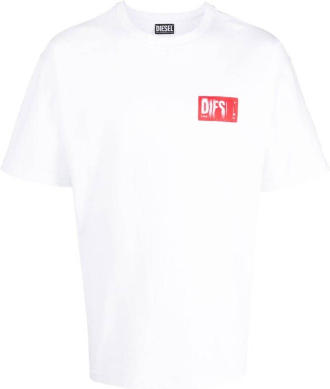 Diesel T-Nlabel T-shirt met logo-applicatie Wit