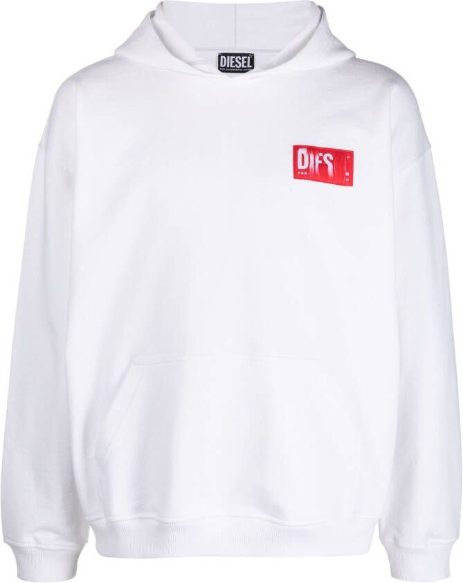 Diesel S-Nlabel hoodie met logoplakkaat Wit