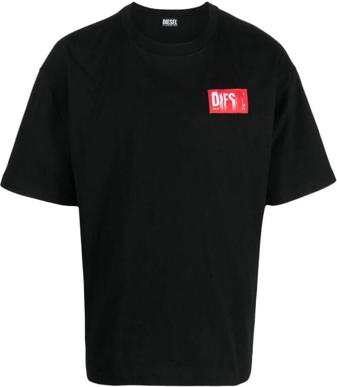 Diesel T-Nlabel T-shirt met logo-applicatie Zwart