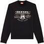 Diesel S-Ginn-L2 katoenen sweater met logoprint Zwart - Thumbnail 1