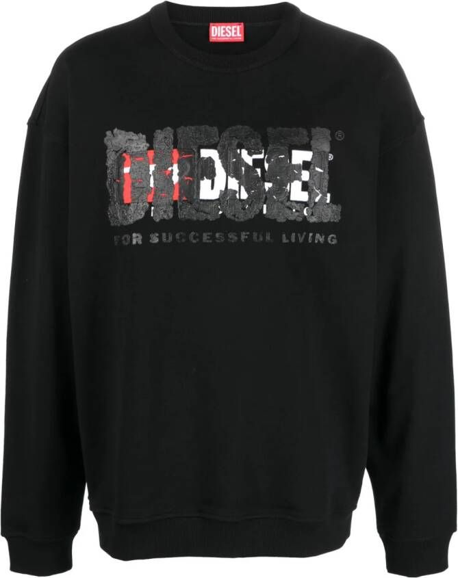 Diesel Sweater met logoprint Zwart