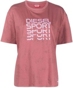 Diesel T-shirt met logoprint Roze