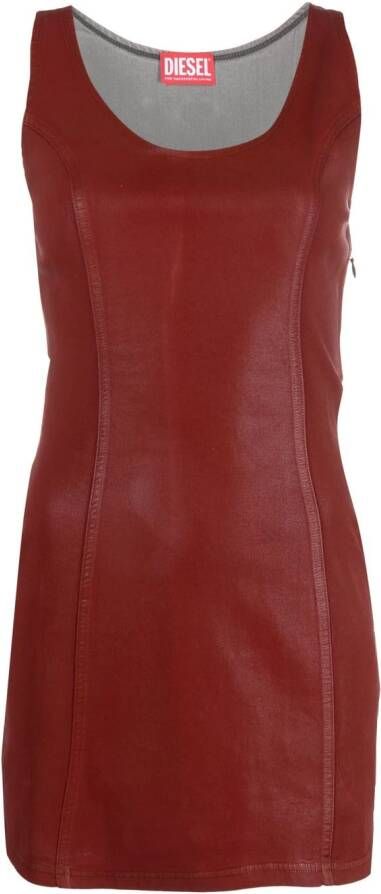 Diesel Mini-jurk met diepe ronde hals Rood