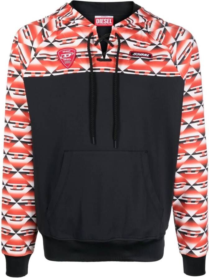 Diesel Hoodie met monogram Zwart