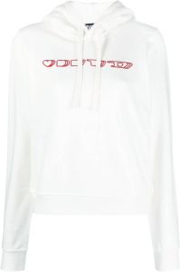 Diesel motif-embroidered drawstring hoodie Wit