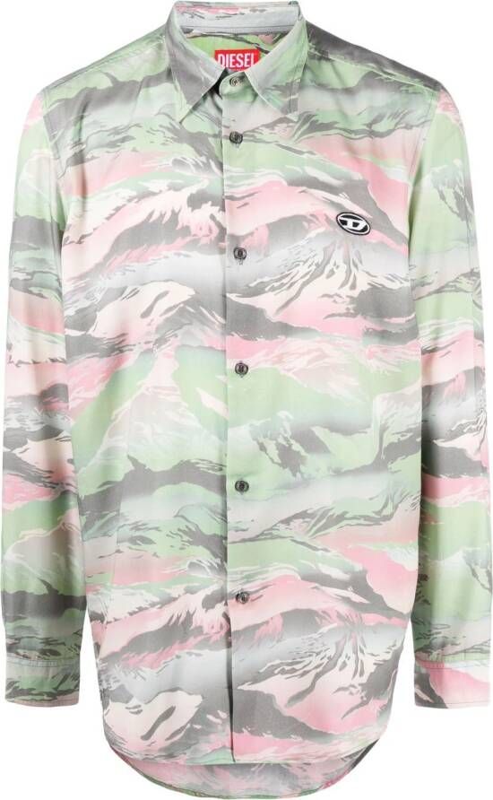 Diesel Overhemd met camouflageprint Groen
