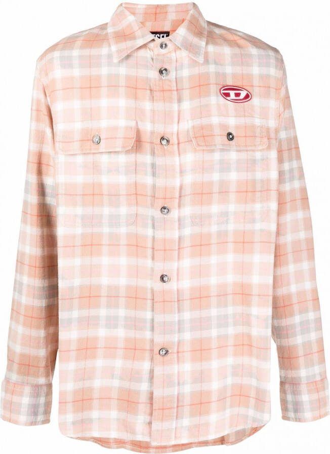 Diesel Overhemd met logopatch Oranje