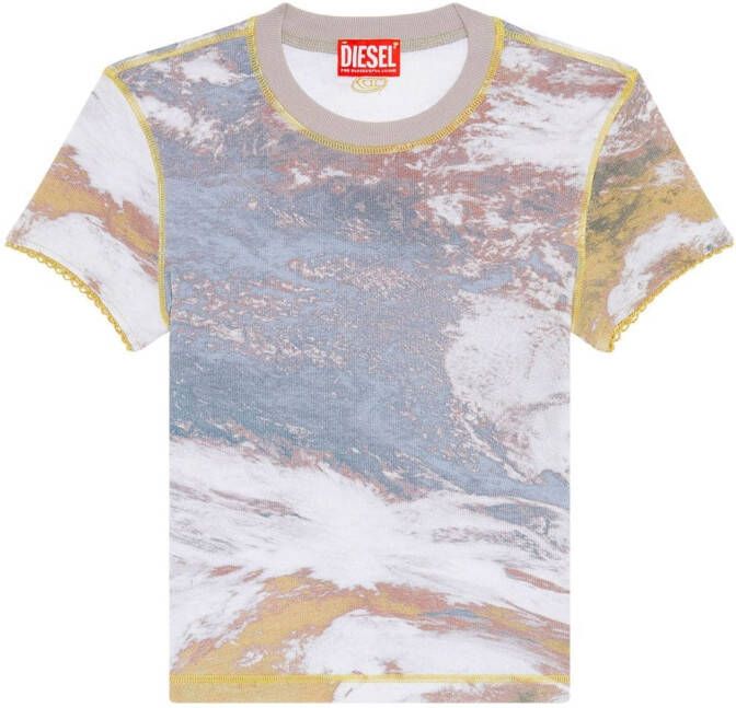 Diesel T-Skinzy-Lace geribbeld T-shirt Blauw
