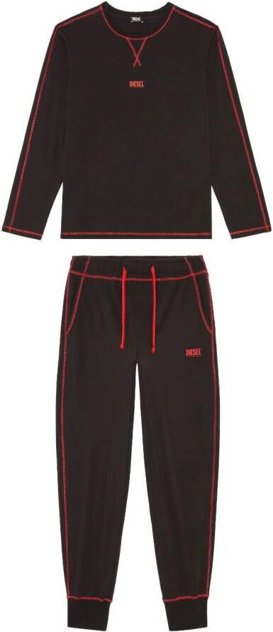 Diesel Pyjama met logoprint Zwart