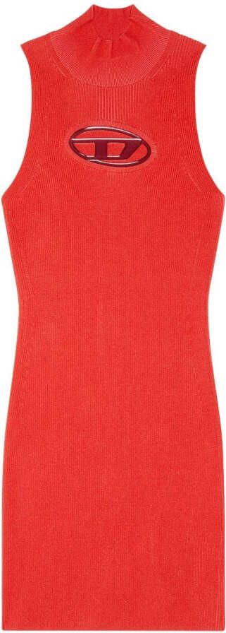 Diesel Ribgebreide mini-jurk Rood