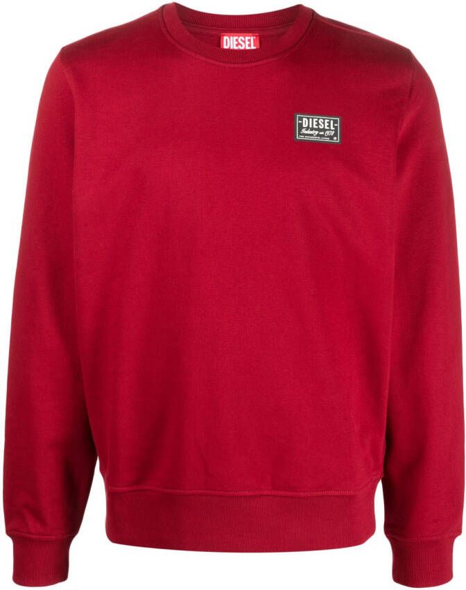 Diesel S-Ginn-Sp sweater met logopatch Rood
