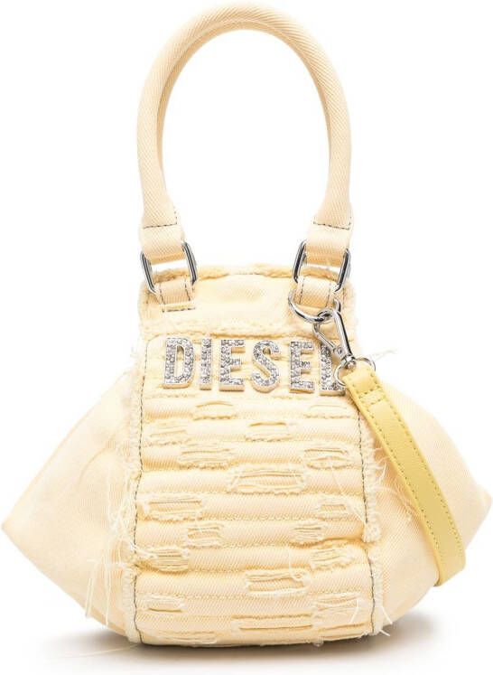 Diesel Schoudertas met logoplakkaat Geel