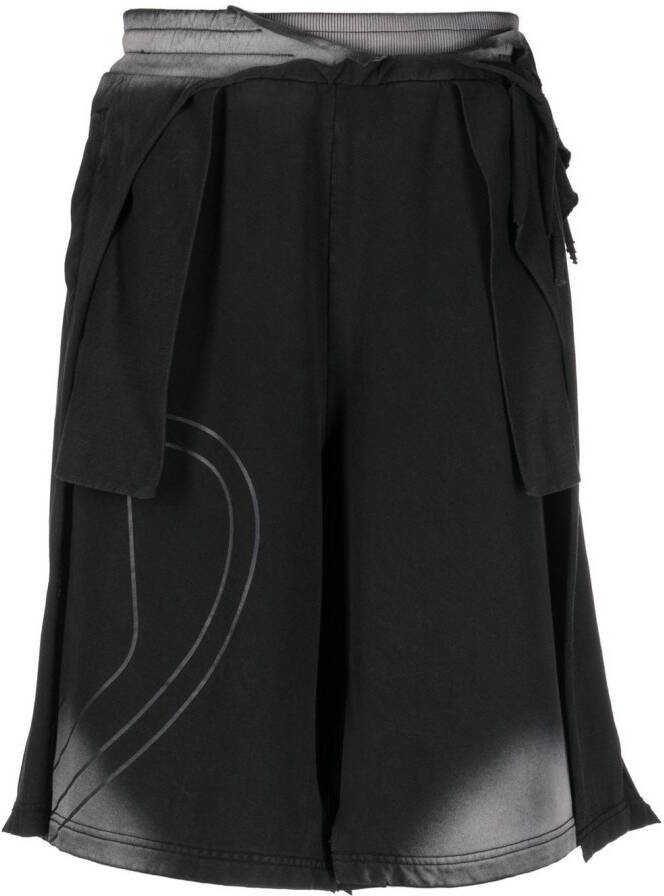 Diesel P-Tapos gelaagde shorts met tie-dye print Zwart