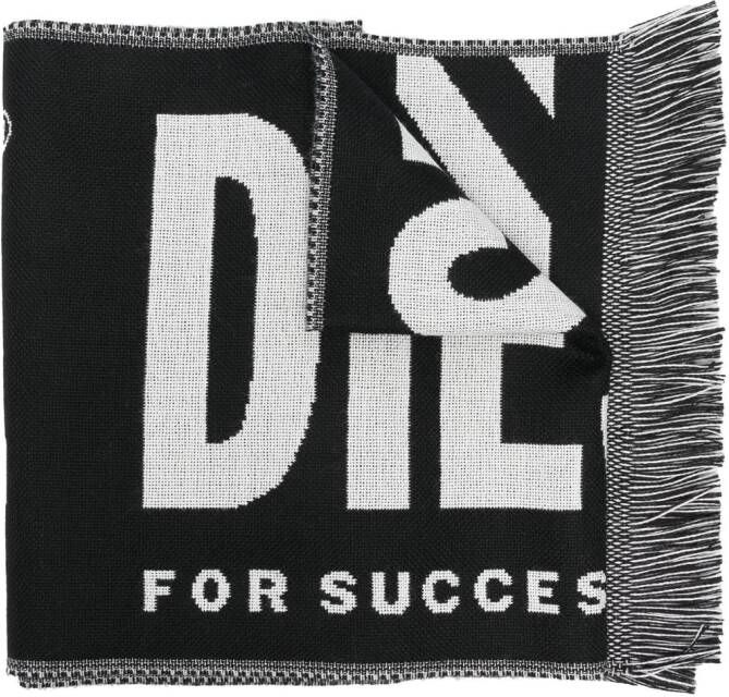 Diesel S-Bisc sjaal met intarsia logo Zwart