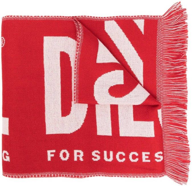 Diesel S-Bisc sjaal met intarsia logo Rood