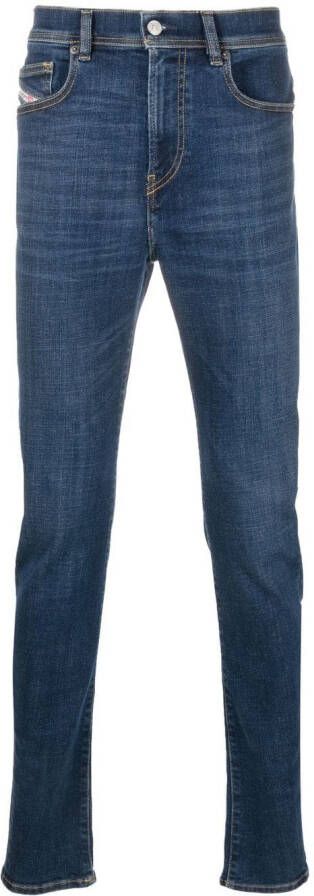 Diesel Skinny jeans met logopatch Blauw