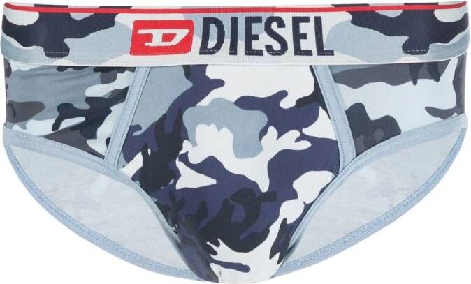 Diesel Slip met camouflageprint Blauw