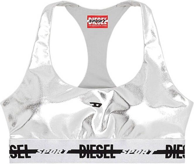 Diesel Sport-bh met logoband Zilver
