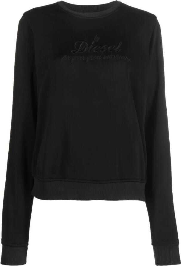 Diesel Sweater met geborduurd logo Zwart