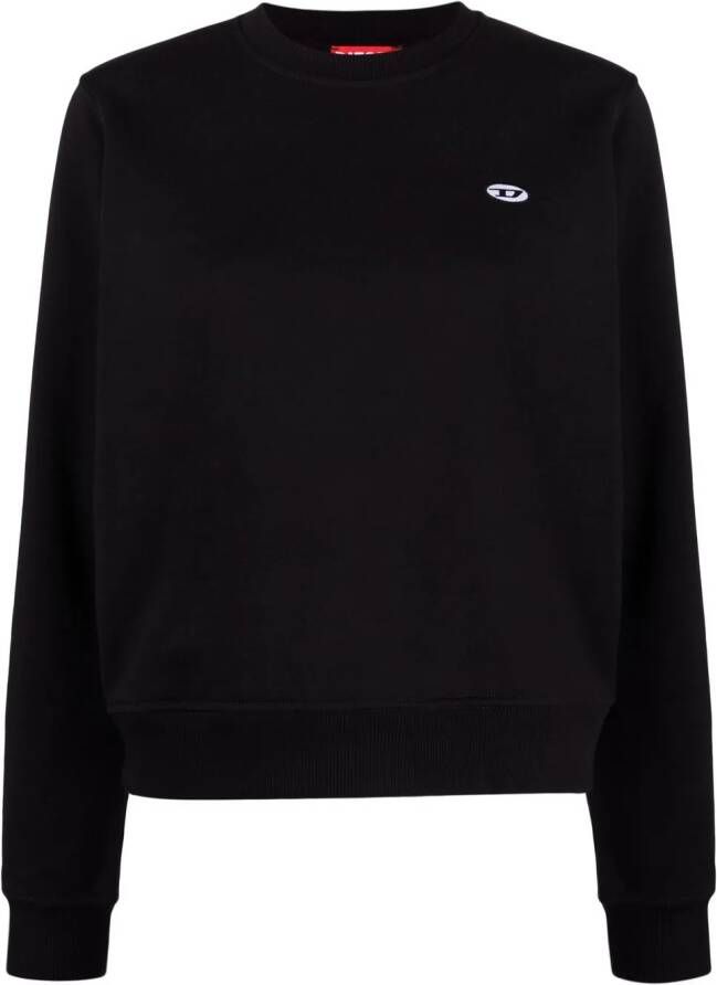 Diesel Sweater met logopatch Zwart