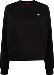 Diesel Sweater met logopatch Zwart