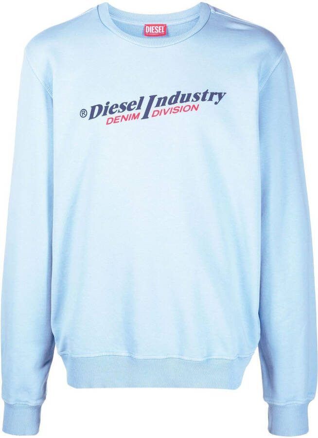 Diesel Sweater met logoprint Blauw