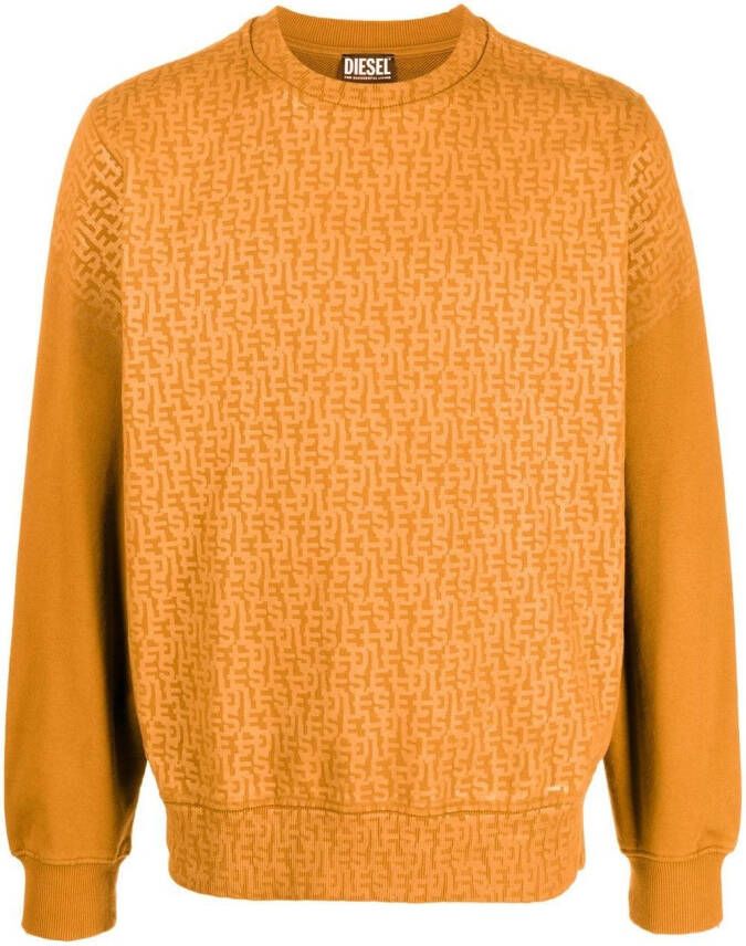 Diesel Sweater met logoprint Oranje
