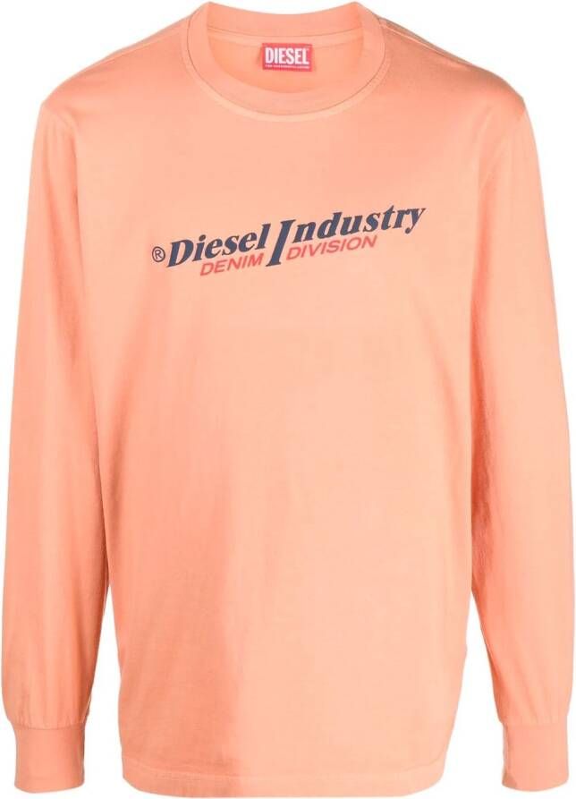 Diesel Sweater met logoprint Oranje