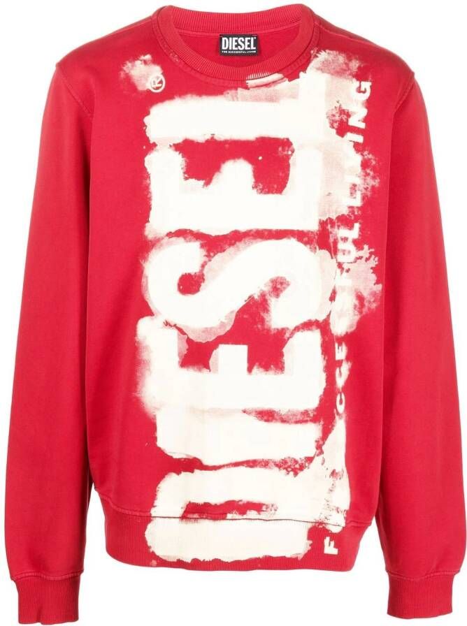 Diesel Sweater met logoprint Rood