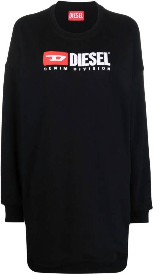Diesel Sweaterjurk met geborduurd logo Zwart