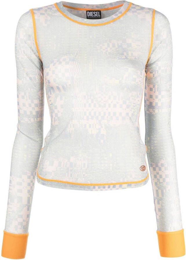 Diesel T-shirt met abstracte print Grijs